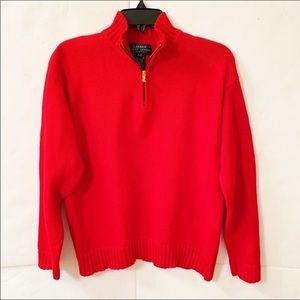 Lauren by Ralph Lauren 1/4 Zip Red Cotton Sweater
